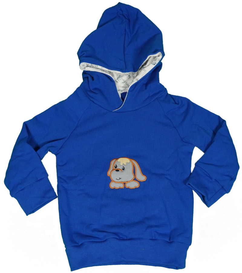 Kapuzenpullover blau mit Hund