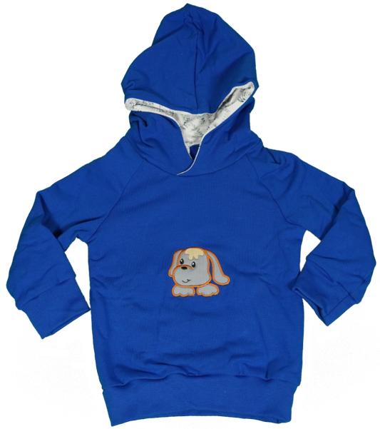 Kapuzenpullover blau mit Hund
