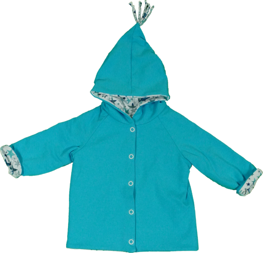 Wendejacke eisblau mit Sternen