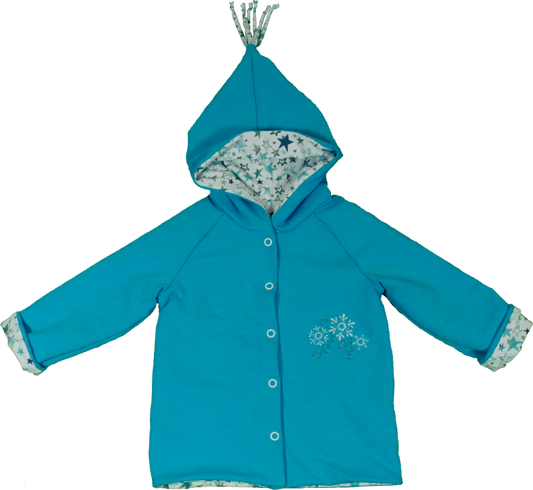 Wendejacke eisblau mit Sternen